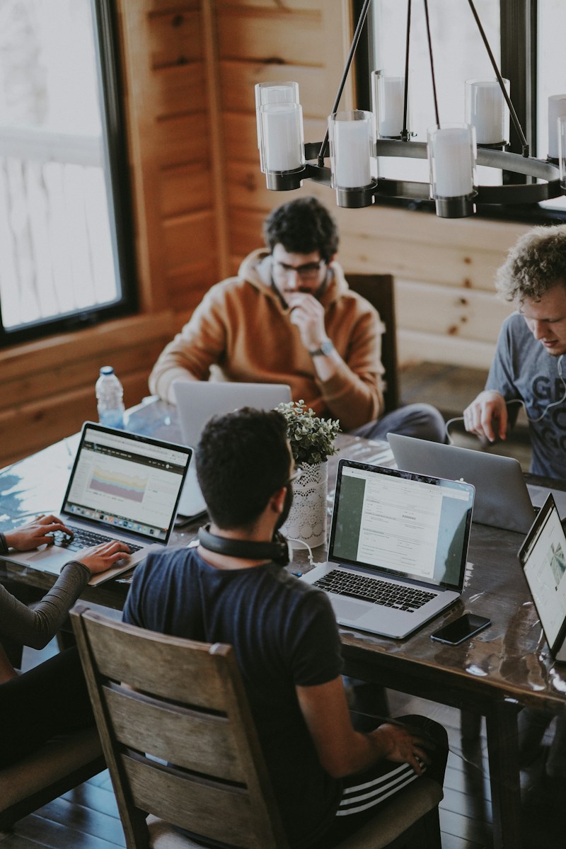 Team members working together in an office